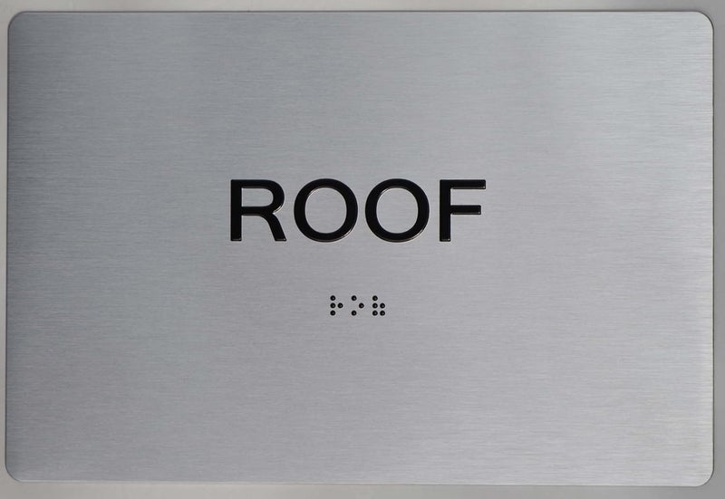 BUILDINGSIGNS.COM Floor Number Sign Tactile Graphics Grade 2 Braille Text With Raised Letters Aluminum, Safety Sign For Office, School Hospital,Brush Silver (Roof 6X9) - Image 3